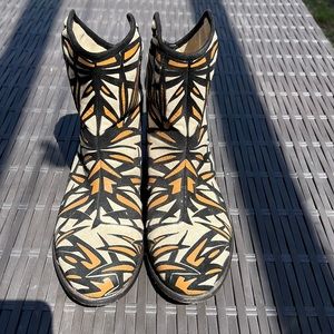 Jimmy Choo Mina Natural Canvas/Leather Western Short Boot Women